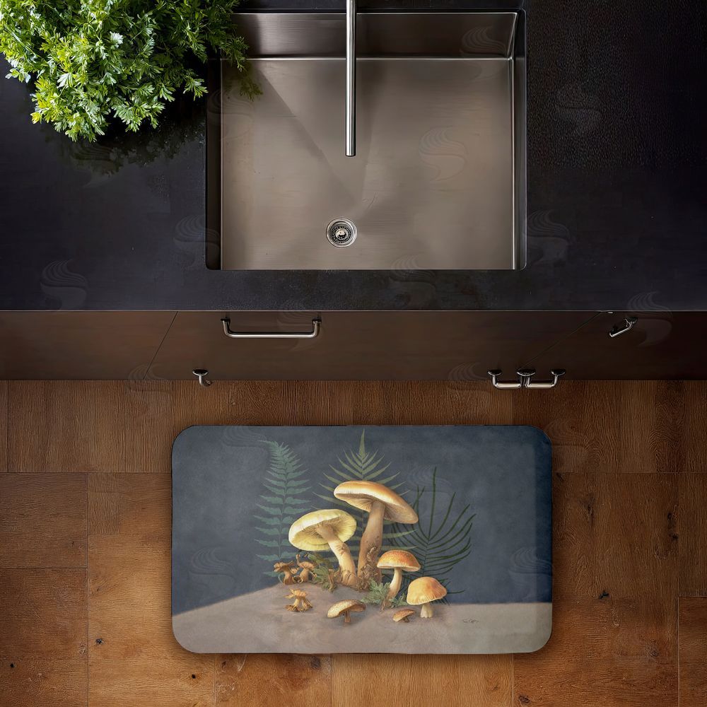 Tim Coffey | Mushrooms & Ferns on Blue Anti-Fatigue Mat
