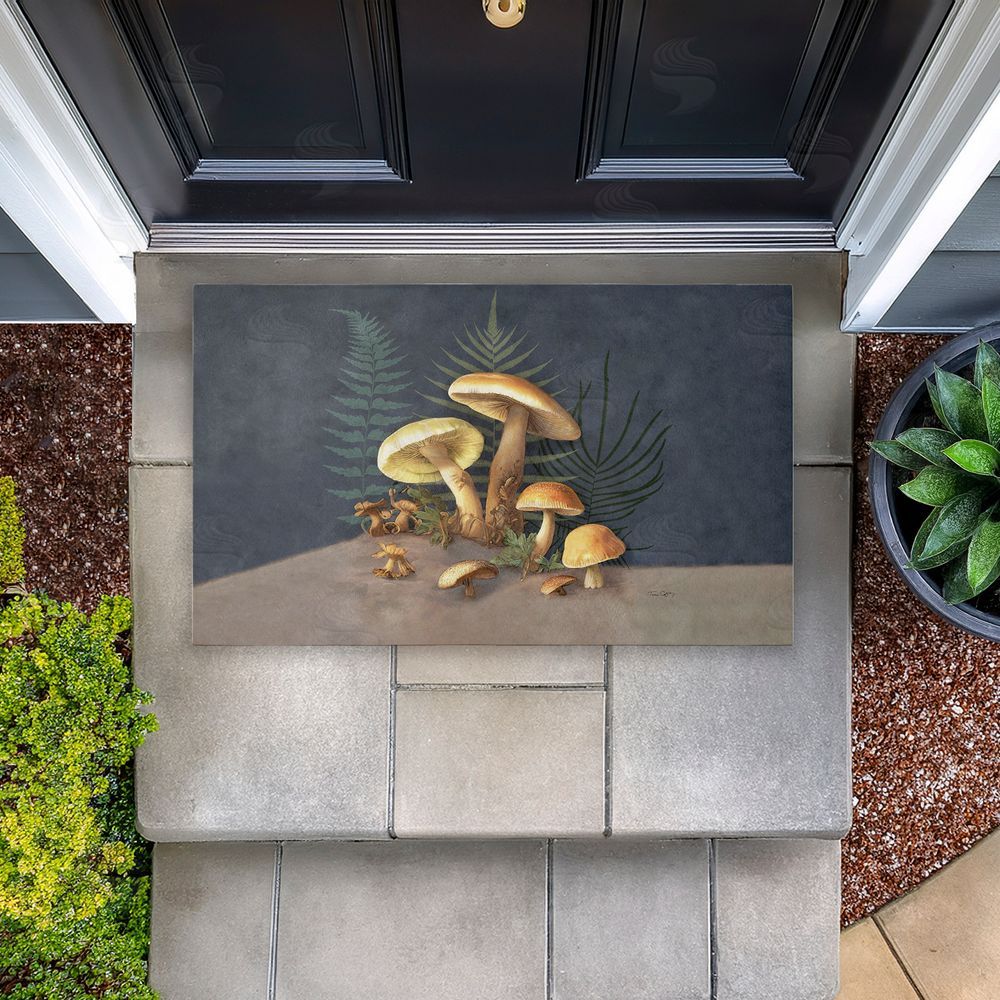 Tim Coffey | Mushrooms & Ferns on Blue Non-Woven Door Mat