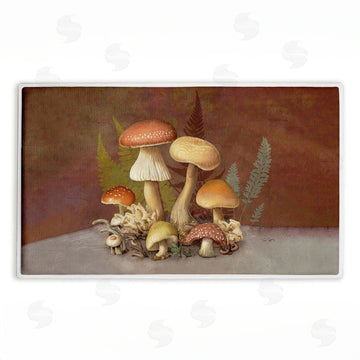 Tim Coffey | Mushrooms & Ferns on Brown Plush Bath Mat