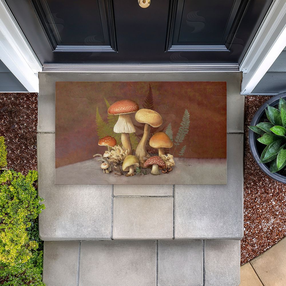 Tim Coffey | Mushrooms & Ferns on Brown Non-Woven Door Mat