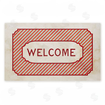 Tim Coffey | Vintage Holiday Pinstripes Welcome Non-Woven Door Mat