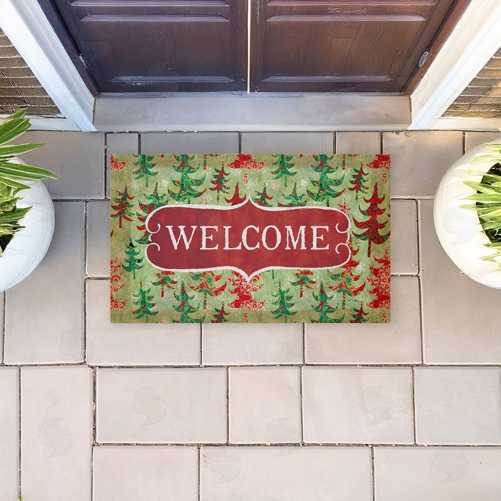 Tim Coffey | Antique Welcome Whimsical Trees Non-Woven Door Mat