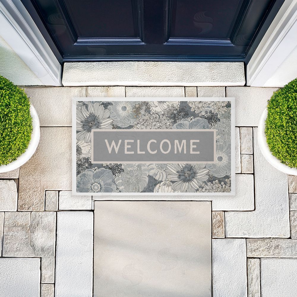 Tim Coffey | Monochrome Blooms Welcome Non-Woven Door Mat