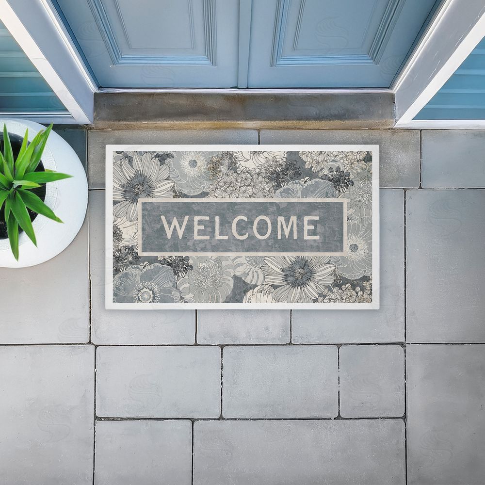 Tim Coffey | Welcome on Detailed Blooms Non-Woven Door Mat