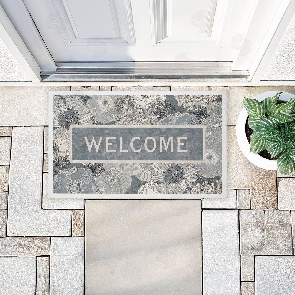 Tim Coffey | Welcome on Detailed Blooms Non-Woven Door Mat