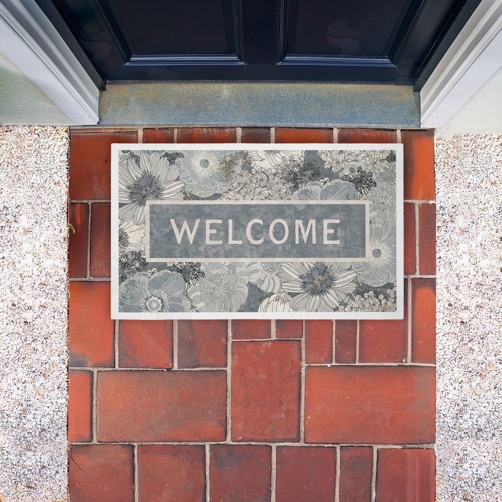 Tim Coffey | Welcome on Detailed Blooms Non-Woven Door Mat
