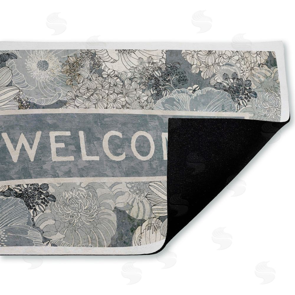 Tim Coffey | Welcome on Detailed Blooms Non-Woven Door Mat