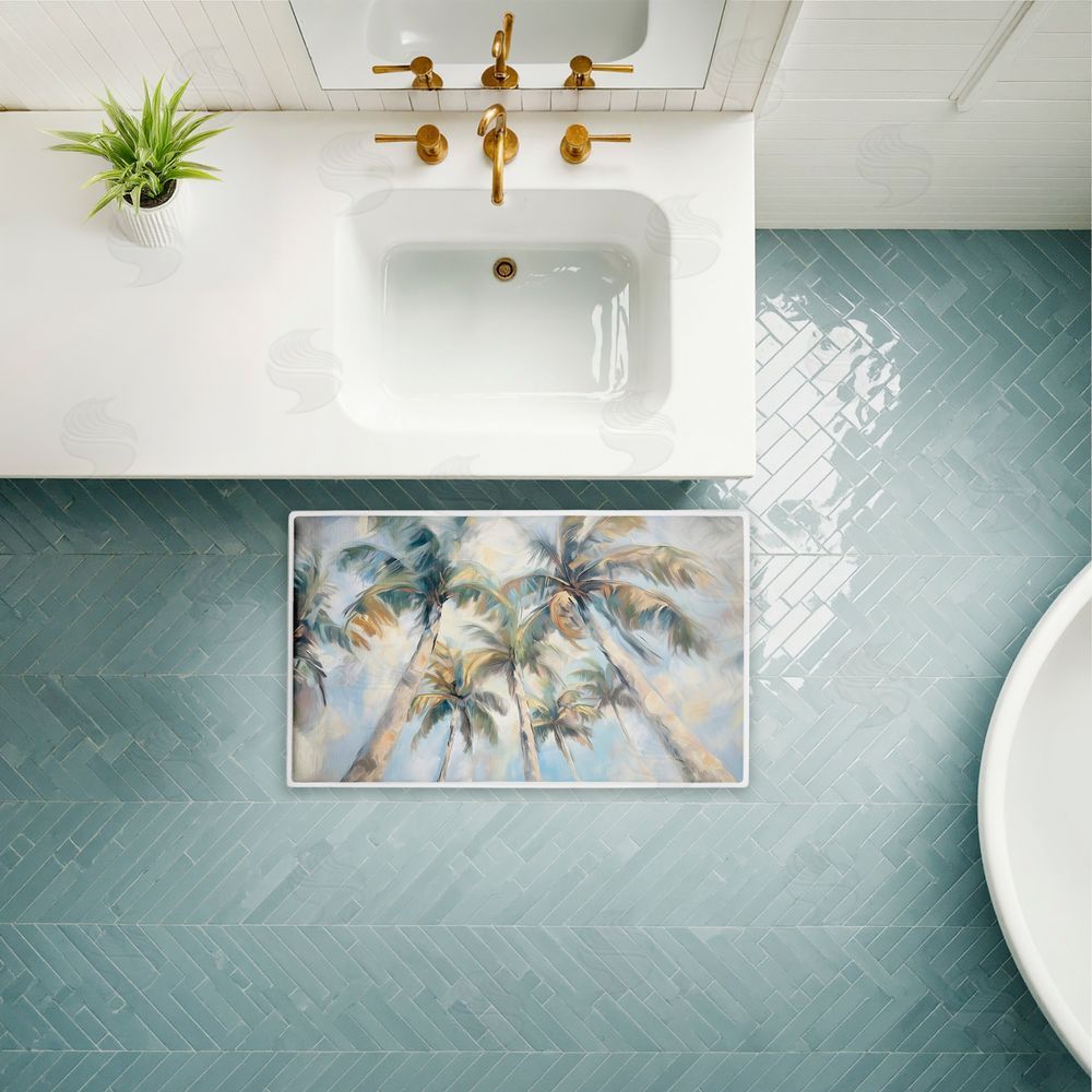 Ramona Murdock | Swaying Palms Abstract Plush Bath Mat