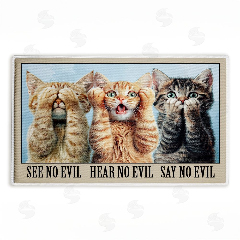 Jim Baldwin | See No Evil Cats Trio Plush Bath Mat