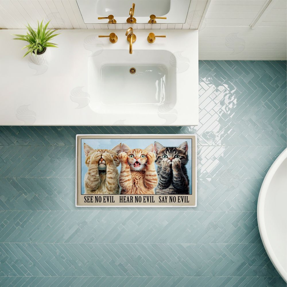 Jim Baldwin | See No Evil Cats Trio Plush Bath Mat
