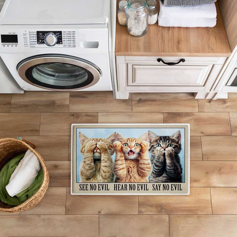 Jim Baldwin | See No Evil Cats Trio Plush Bath Mat