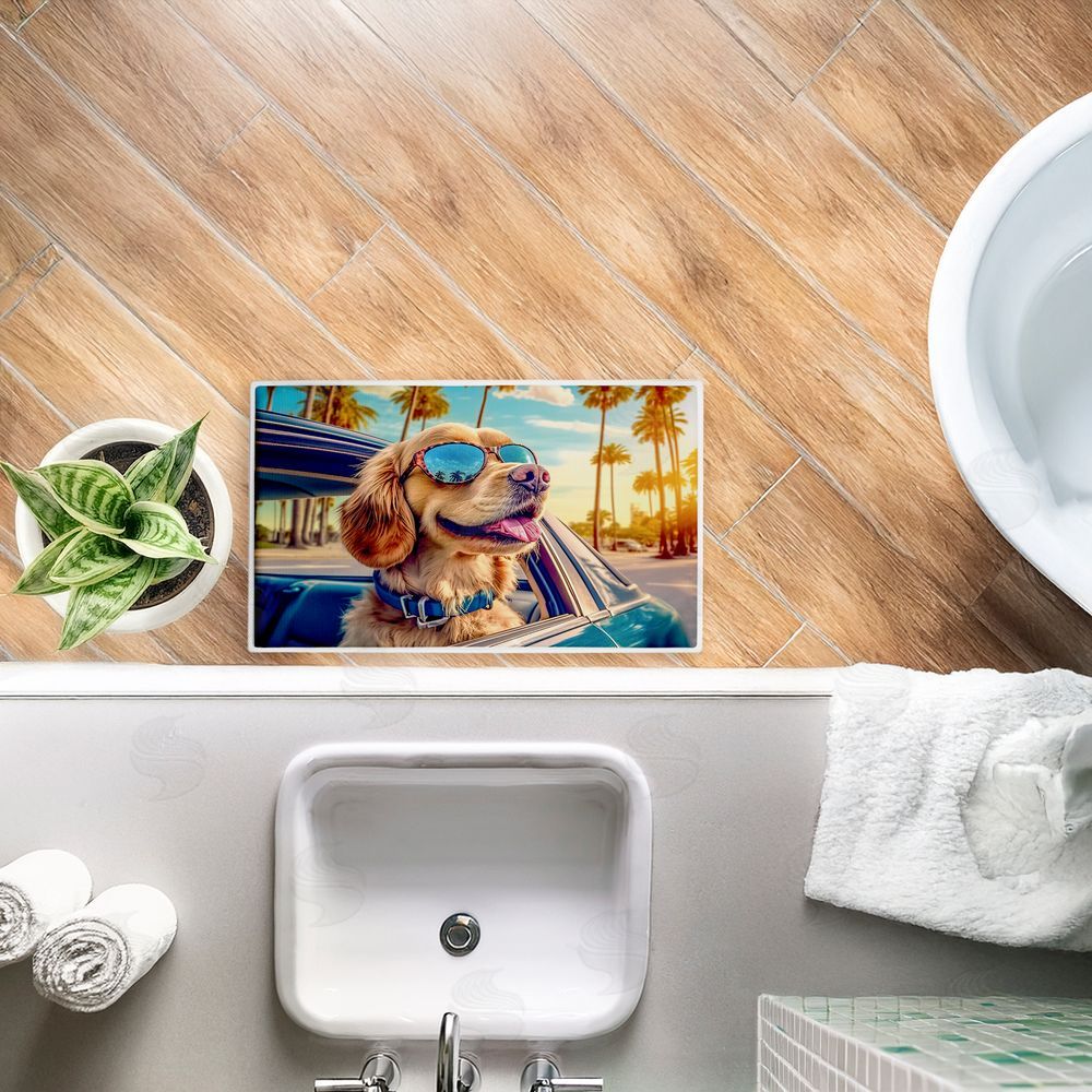 Image World | Cool Puppy Tropical Sunset Plush Bath Mat