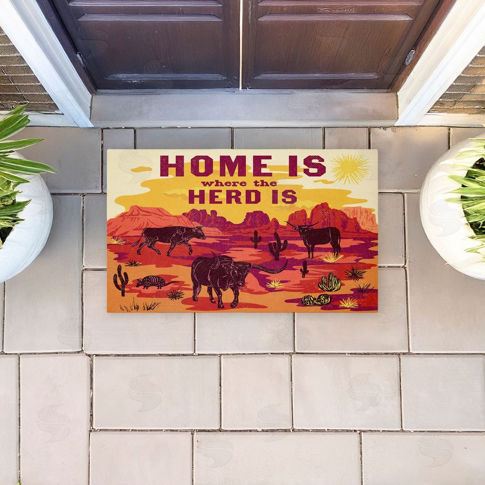Diane Labombarbe | Where The Herd Is Desert Scene Non-Woven Door Mat