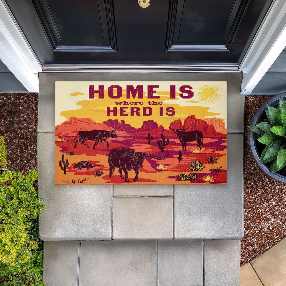 Diane Labombarbe | Where The Herd Is Desert Scene Non-Woven Door Mat