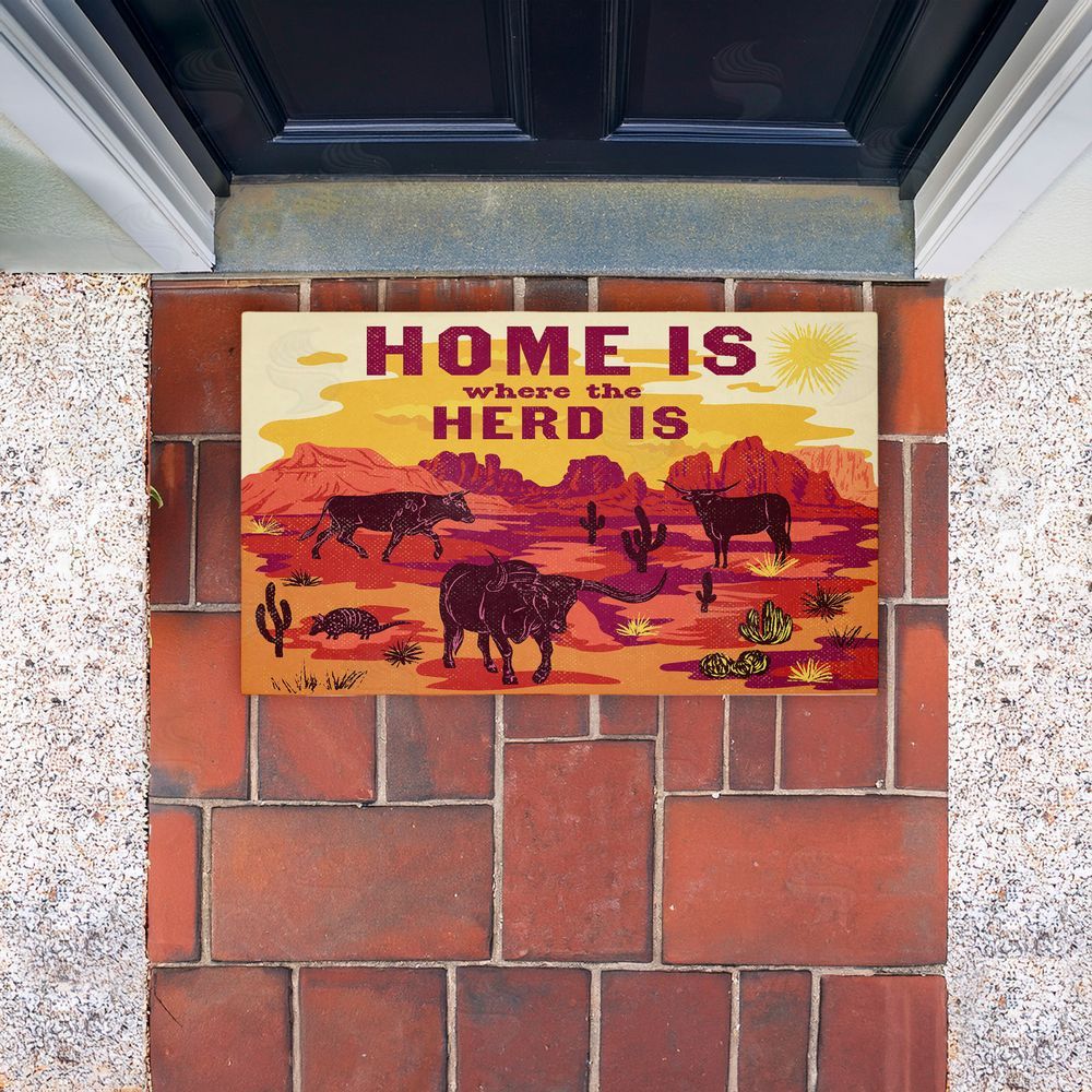 Diane Labombarbe | Where The Herd Is Desert Scene Non-Woven Door Mat