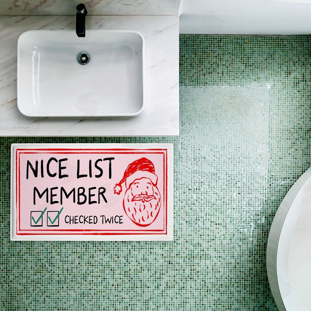 JJ Design House LLC | Pink Nice List Ticket Plush Bath Mat