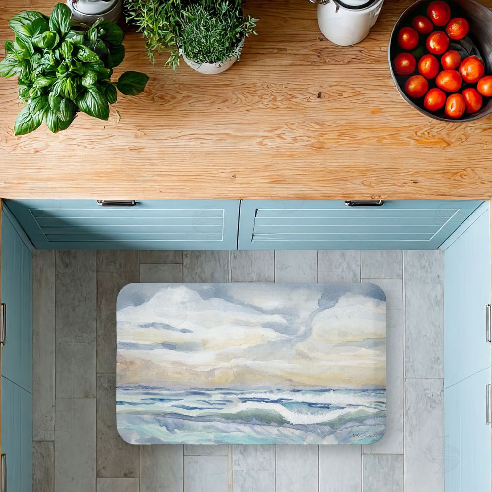 Audrey Jeanne Roberts | Tranquil Watercolor Waves Anti-Fatigue Mat