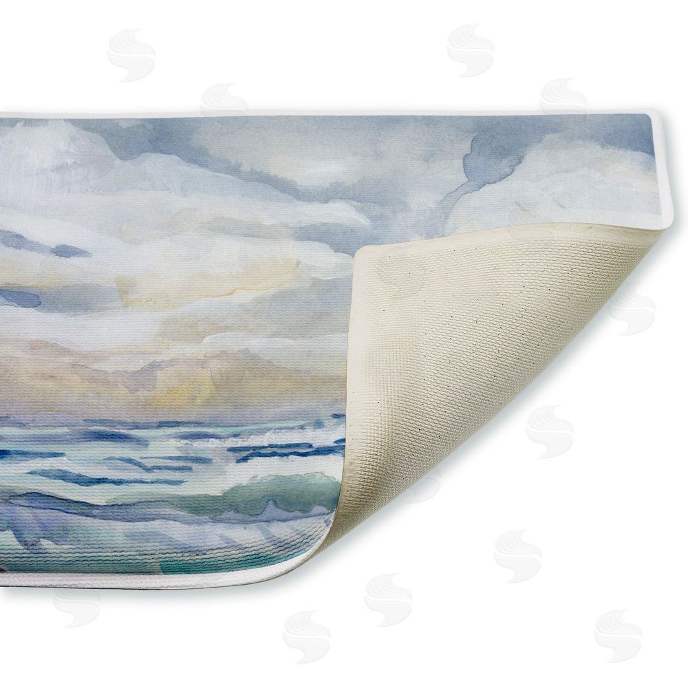 Audrey Jeanne Roberts | Tranquil Watercolor Waves Plush Bath Mat