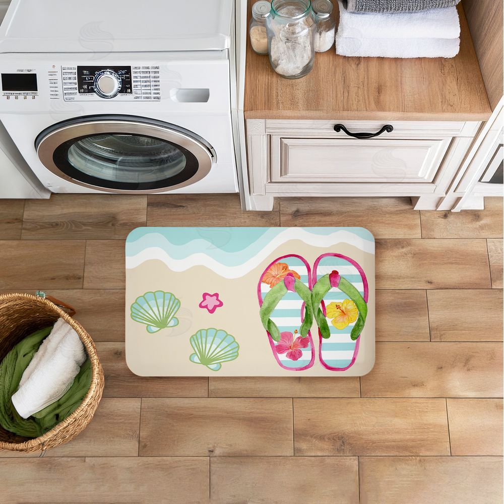 Audrey Jeanne Roberts | Flip Flops on Beach Shore Anti-Fatigue Mat