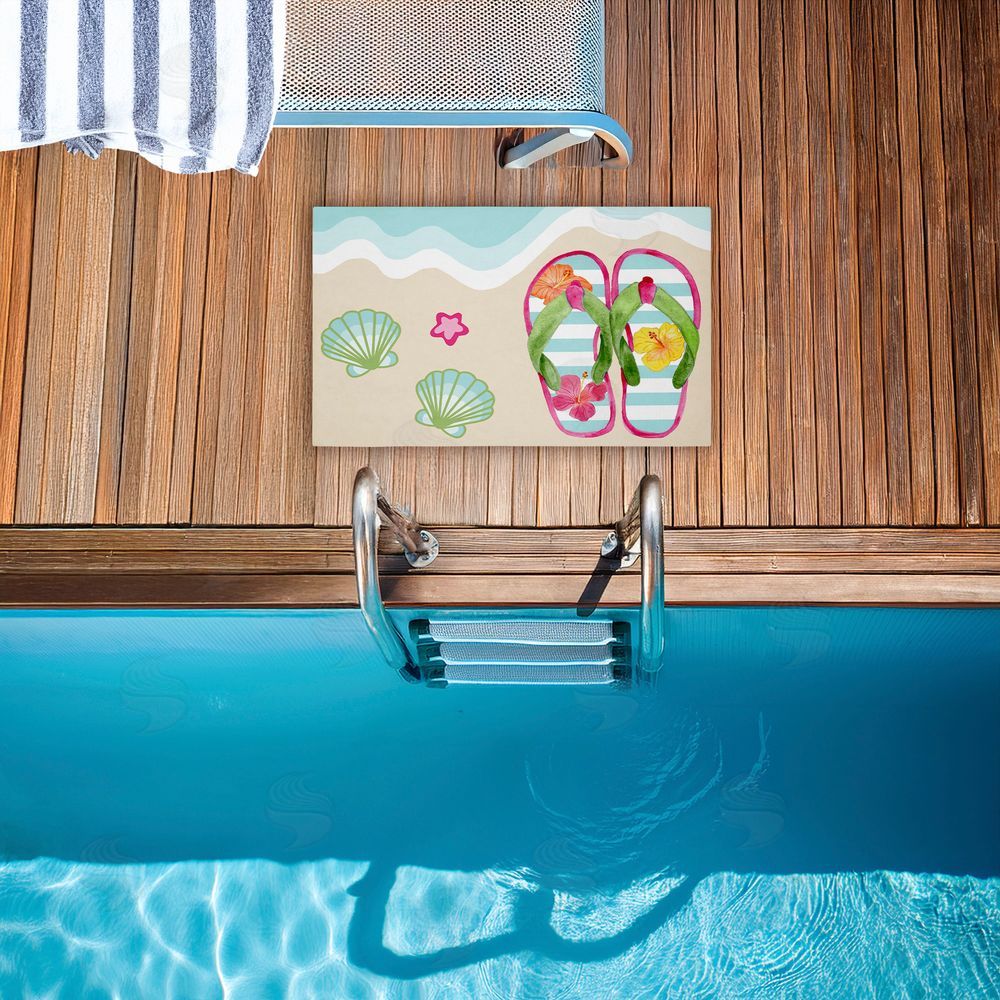 Audrey Jeanne Roberts | Flip Flops on Beach Shore Non-Woven Door Mat