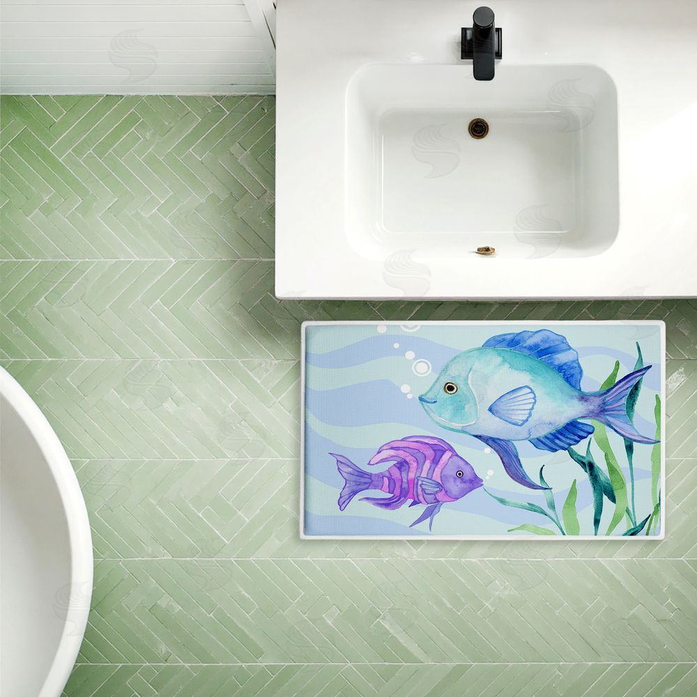 Audrey Jeanne Roberts | Fun Fish Blue & Purple Plush Bath Mat