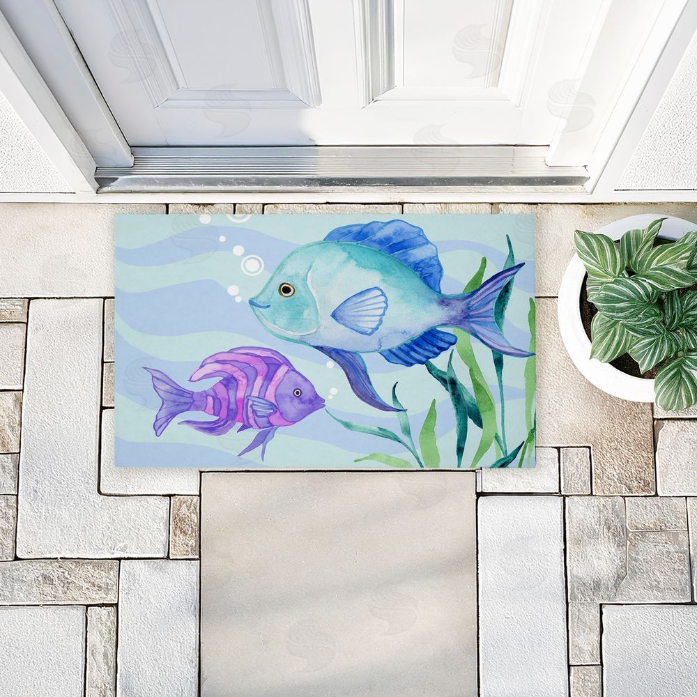 Audrey Jeanne Roberts | Fun Fish Blue & Purple Non-Woven Door Mat