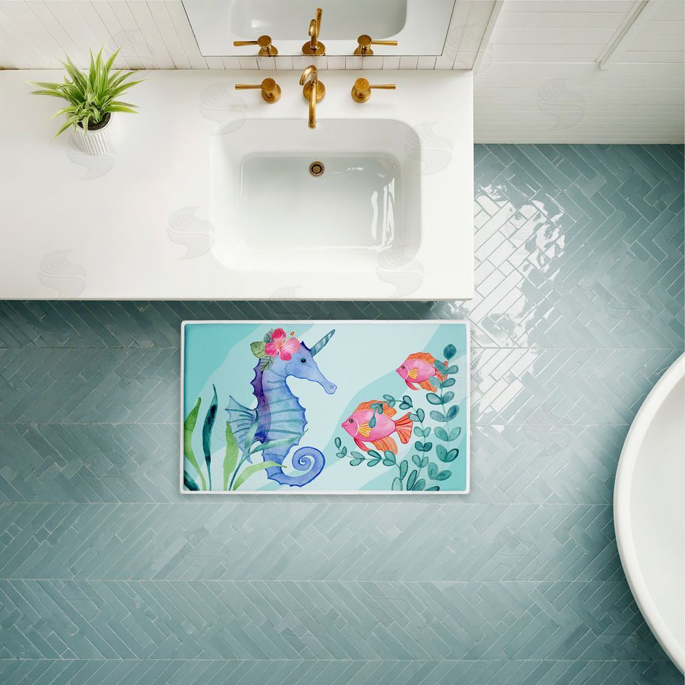 Audrey Jeanne Roberts | Horned Seahorse & Fish Plush Bath Mat