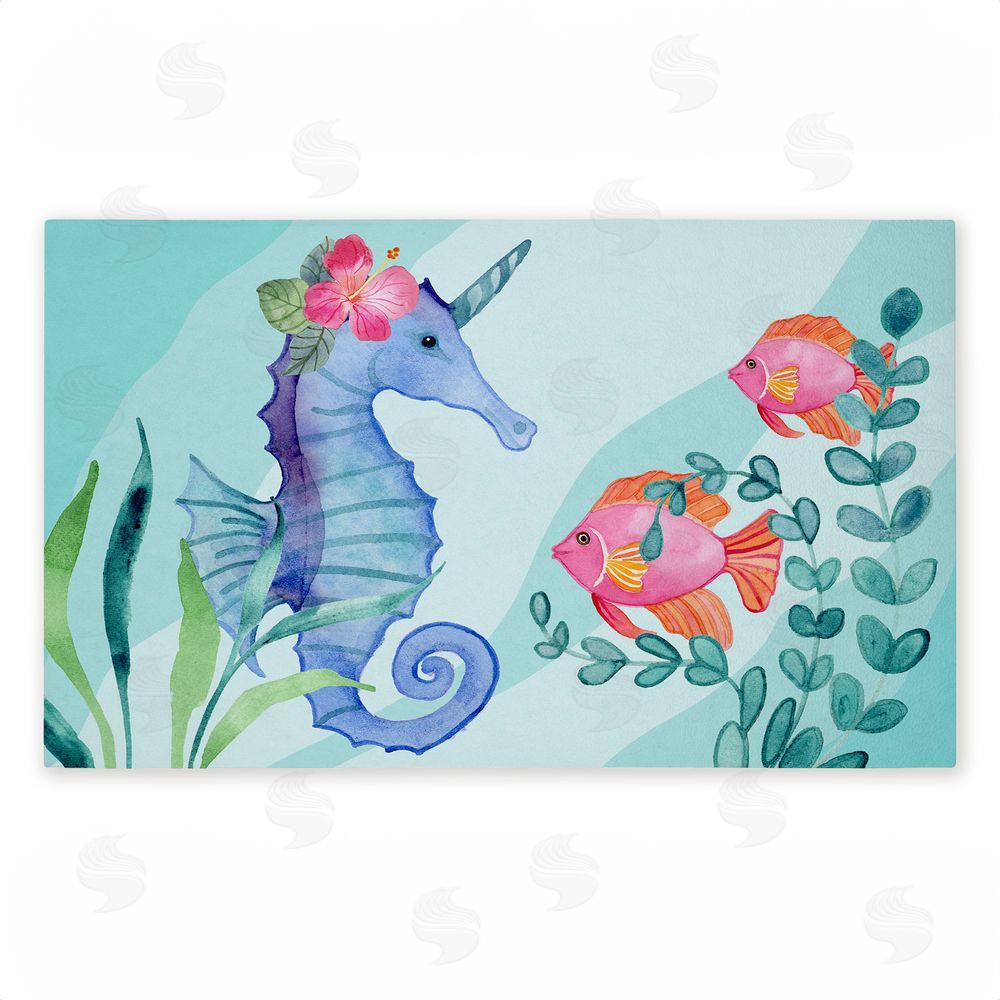 Audrey Jeanne Roberts | Horned Seahorse & Fish Non-Woven Door Mat