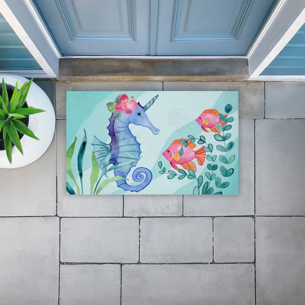 Audrey Jeanne Roberts | Horned Seahorse & Fish Non-Woven Door Mat