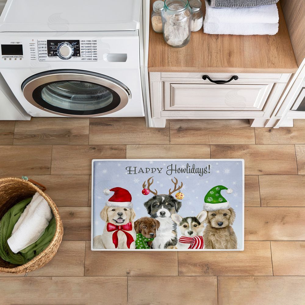 Brett Blumenthal | Happy Howlidays Puppies Plush Bath Mat