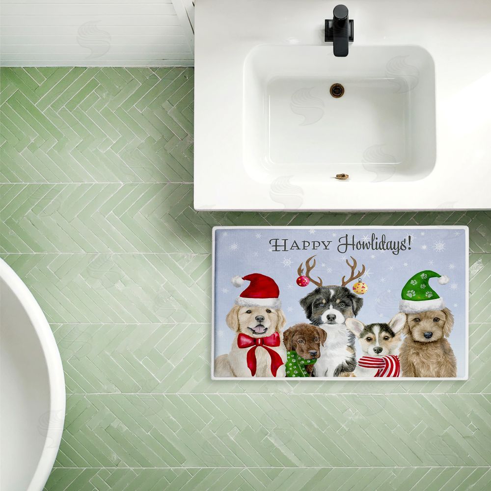 Brett Blumenthal | Happy Howlidays Puppies Plush Bath Mat