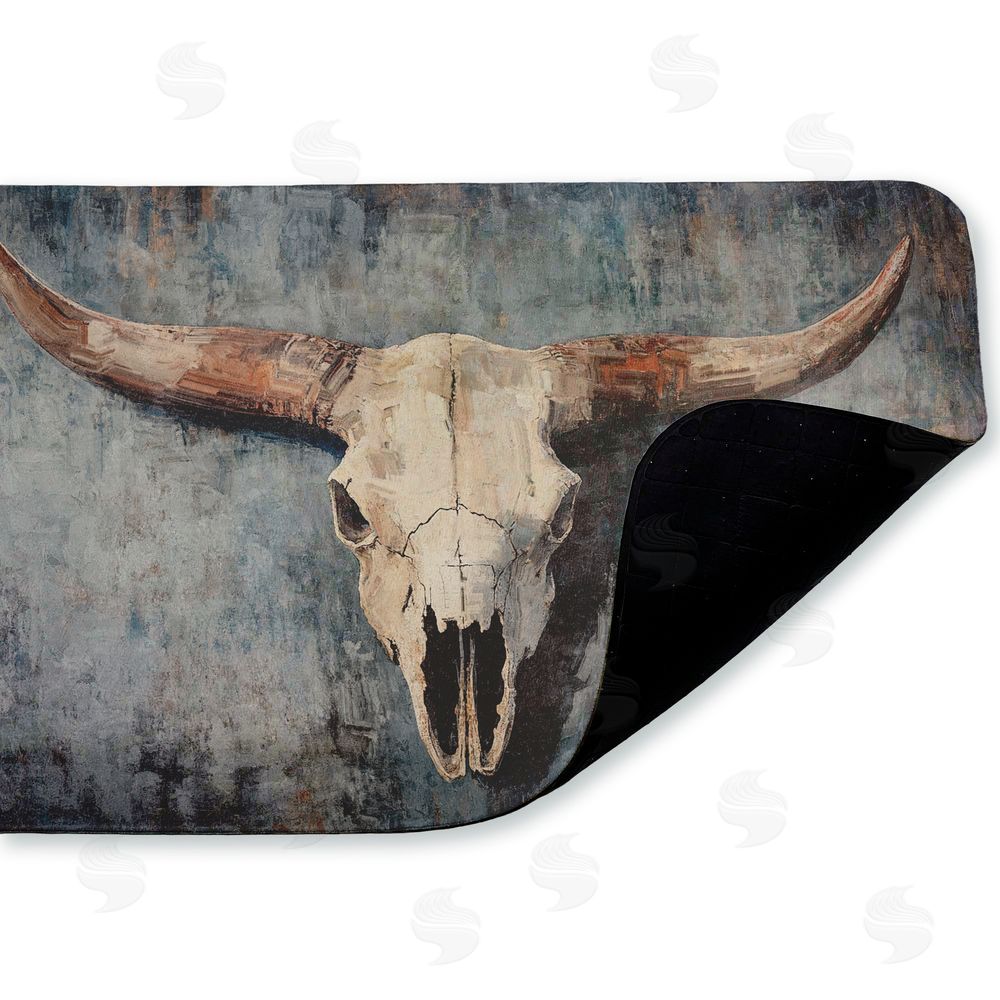 Nina Blue | Dark Vintage Cow Skull Anti-Fatigue Mat