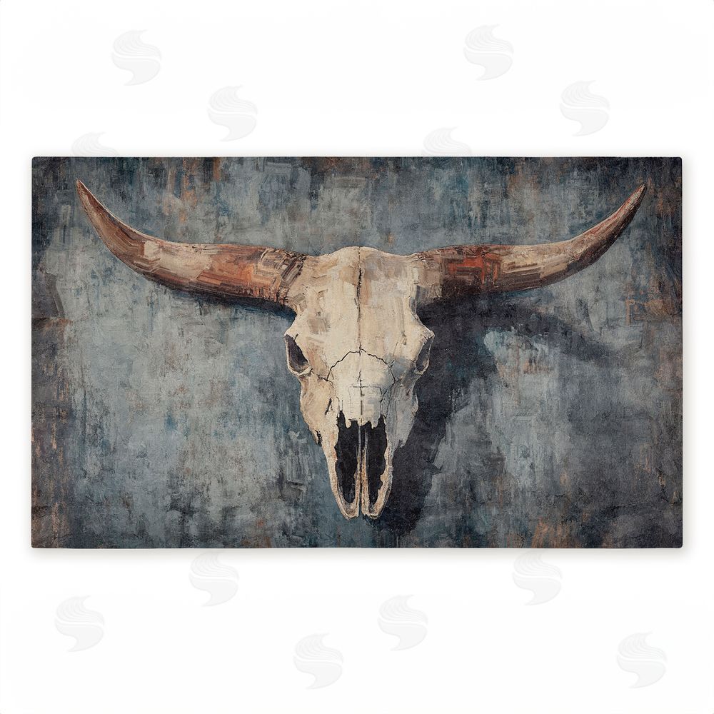 Nina Blue | Dark Vintage Cow Skull Non-Woven Door Mat