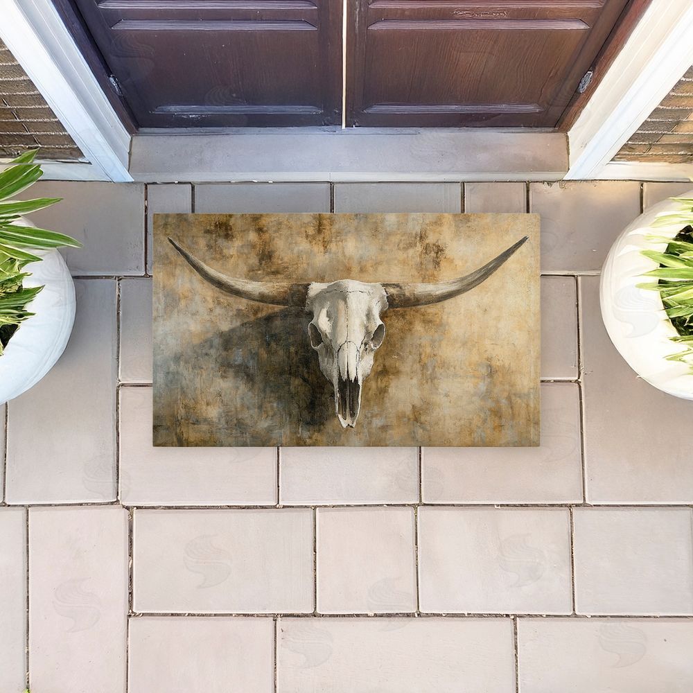 Nina Blue | Vintage Cow Skull Non-Woven Door Mat