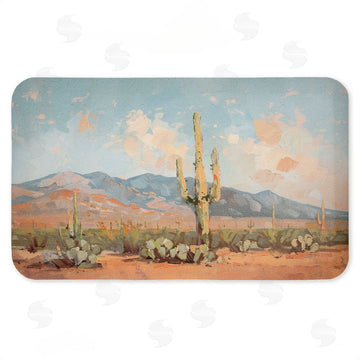 Nina Blue | Pink Desert Cactus Landscape Anti-Fatigue Mat