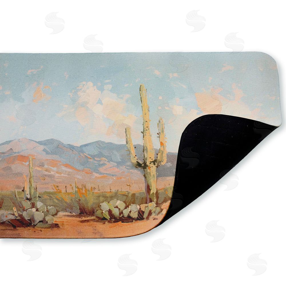 Nina Blue | Pink Desert Cactus Landscape Anti-Fatigue Mat
