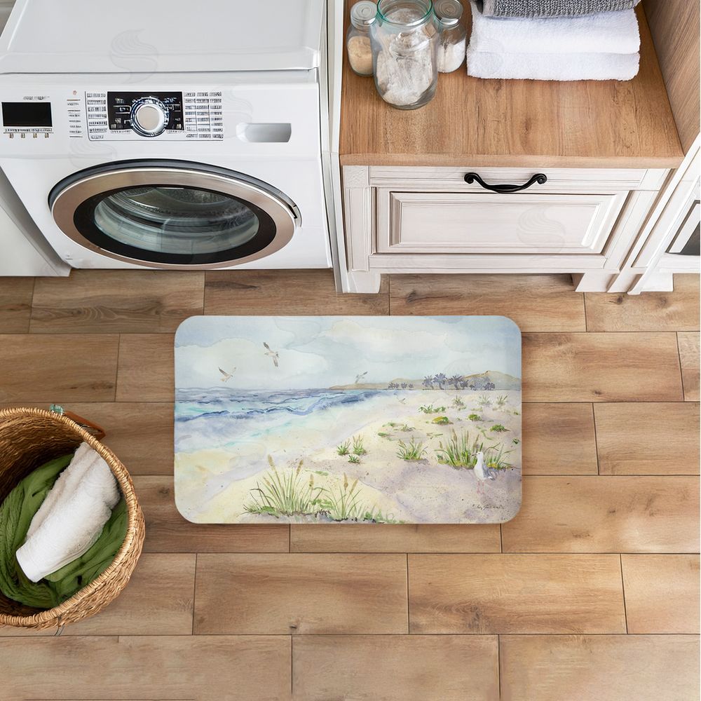 Audrey Jeanne Roberts | Seagull by Beach Shore Anti-Fatigue Mat