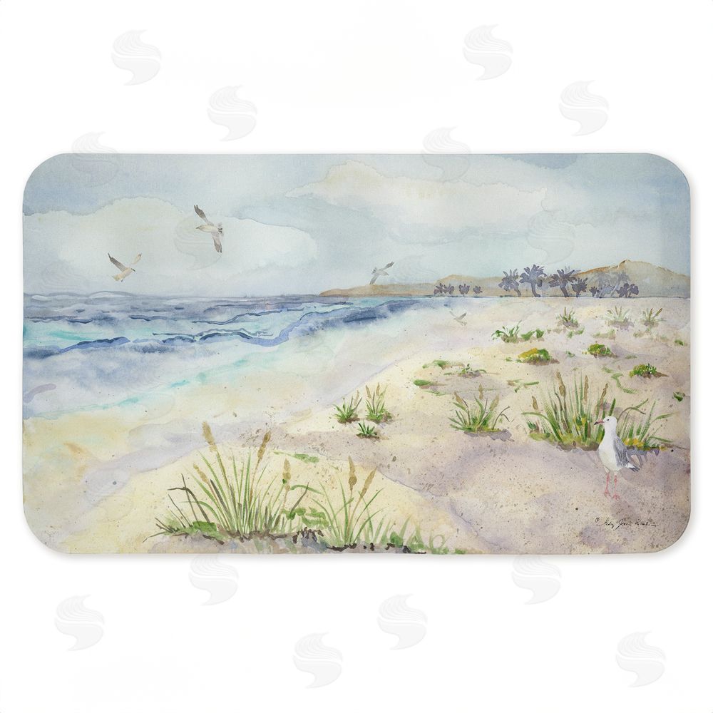 Audrey Jeanne Roberts | Seagull by Beach Shore Anti-Fatigue Mat