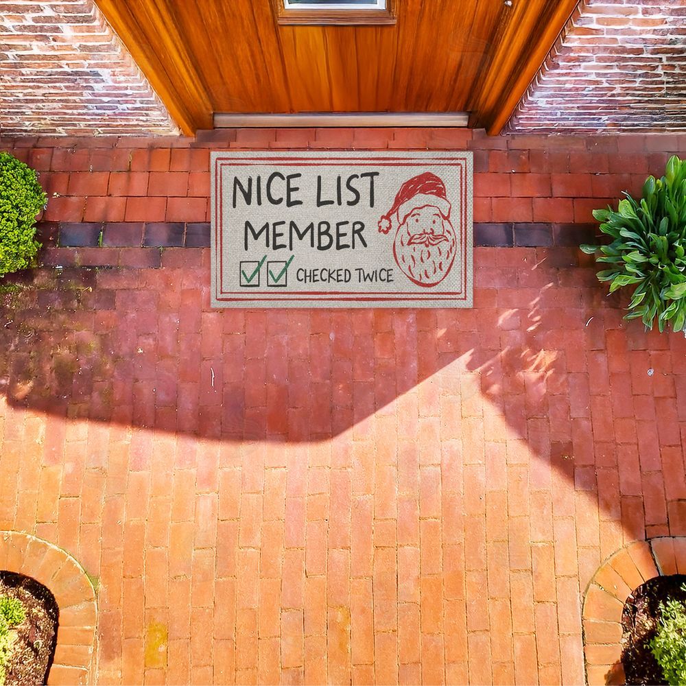 JJ Design House LLC | Nice List Member Checked Twice Faux Sisal Door Mat