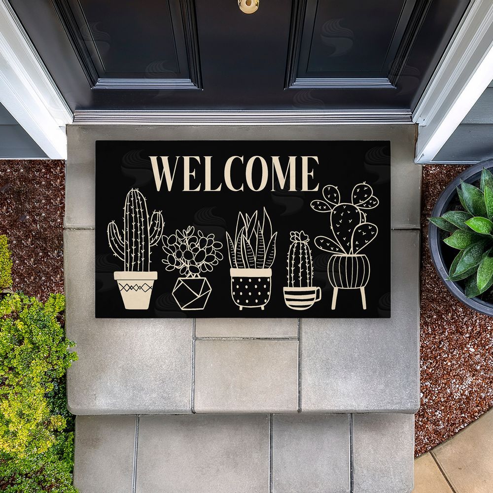 Deane Beesley | Black & Cream Cactus Welcome Non-Woven Door Mat