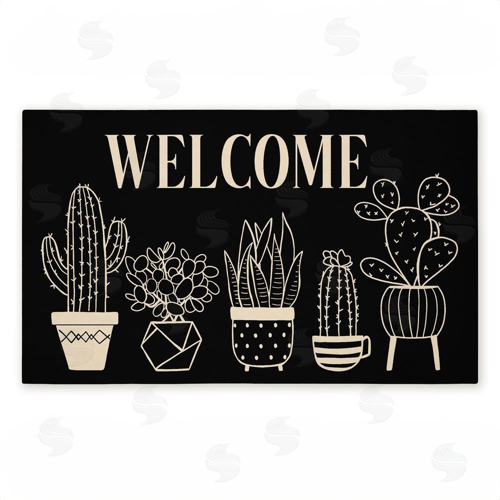 Deane Beesley | Black & Cream Cactus Welcome Non-Woven Door Mat