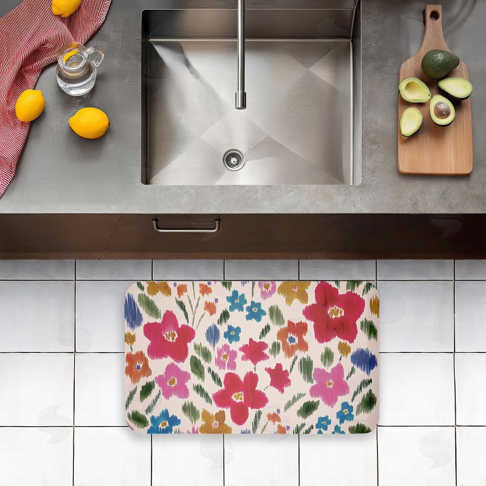 Heather McLaughlin | Boho Ikat Flowers Anti-Fatigue Mat