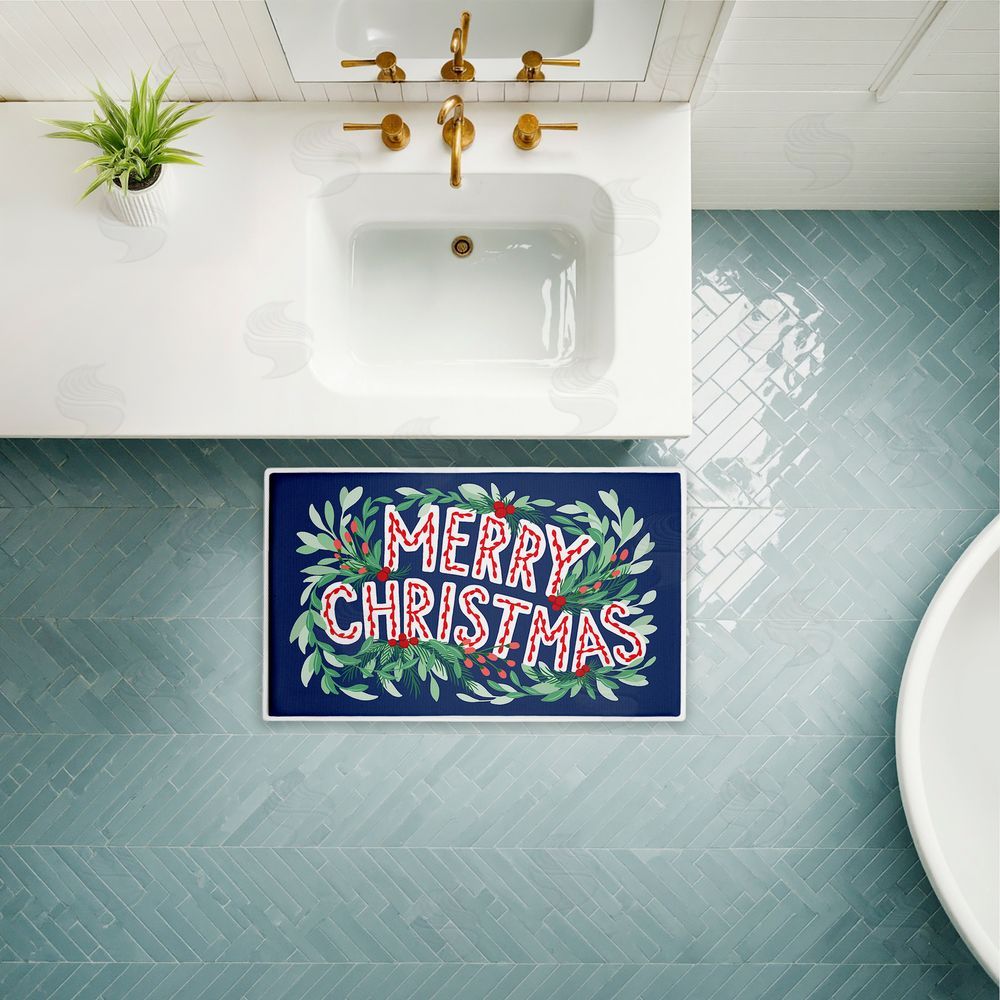Heather McLaughlin | Merry Christmas & Greenery Plush Bath Mat