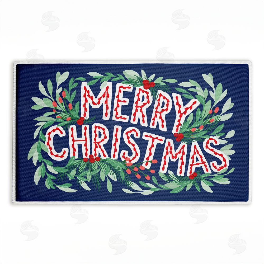 Heather McLaughlin | Merry Christmas & Greenery Plush Bath Mat
