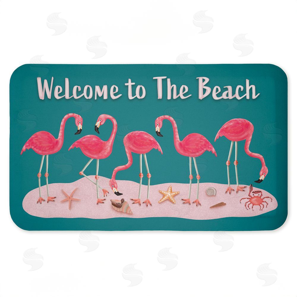 Darlene Seale | Flamingo Beach Greetings Anti-Fatigue Mat