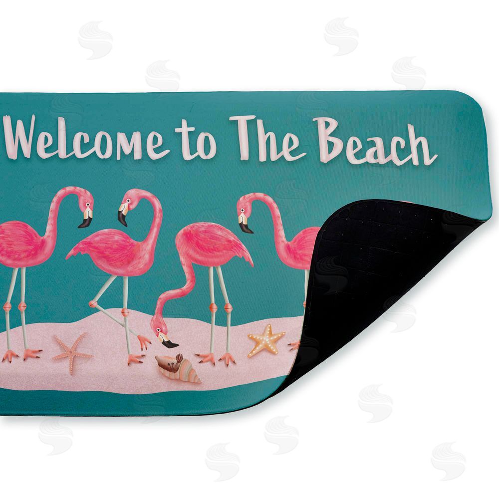 Darlene Seale | Flamingo Beach Greetings Anti-Fatigue Mat