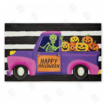 Arrolynn Weiderhold | Happy Halloween Skeleton Driver Non-Woven Door Mat