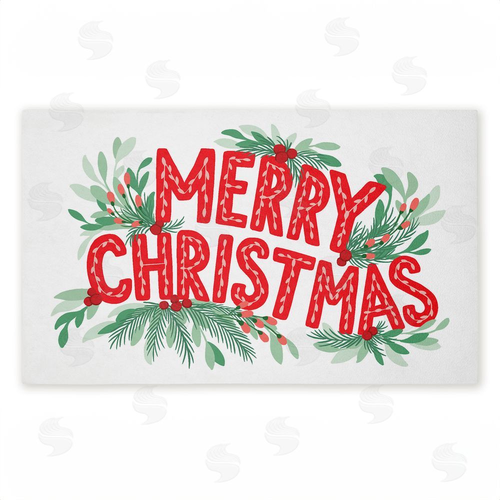 Heather McLaughlin | Merry Christmas with Seasonal Greenery Non-Woven Door Mat