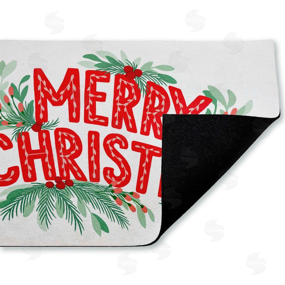 Heather McLaughlin | Merry Christmas with Seasonal Greenery Non-Woven Door Mat
