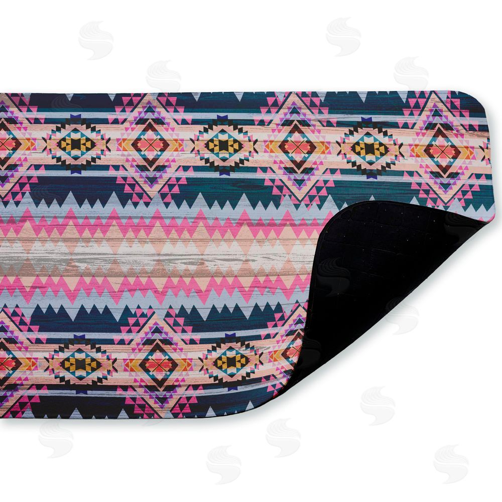 Jennifer Ellory | Boho Geometric Pink & Blue Anti-Fatigue Mat